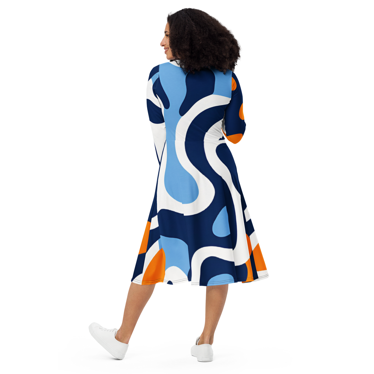 Perfect Patterns: All-Over Print Long Sleeve Midi Dress