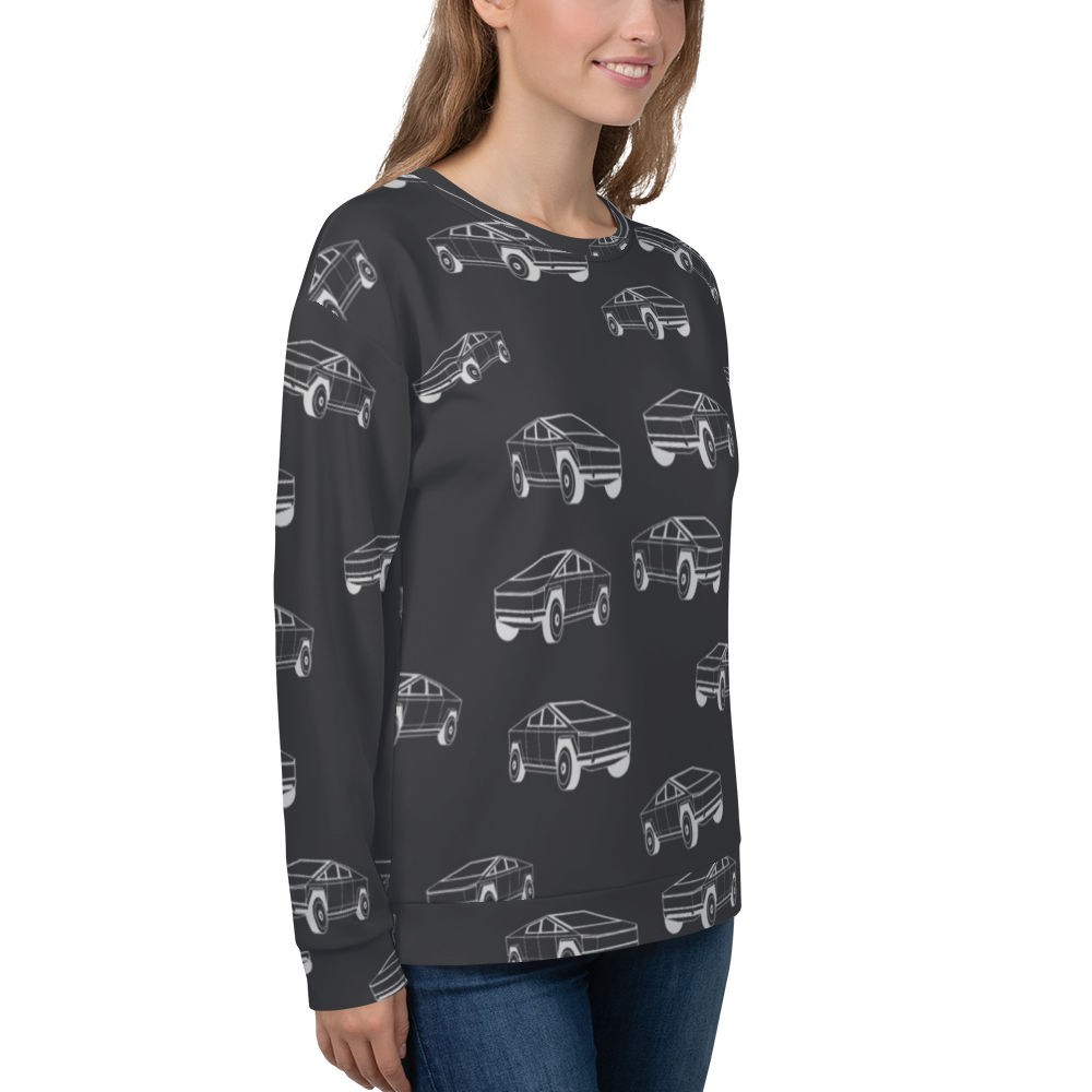 Tesla EV: All-Over Print Recycled Unisex Sweatshirt