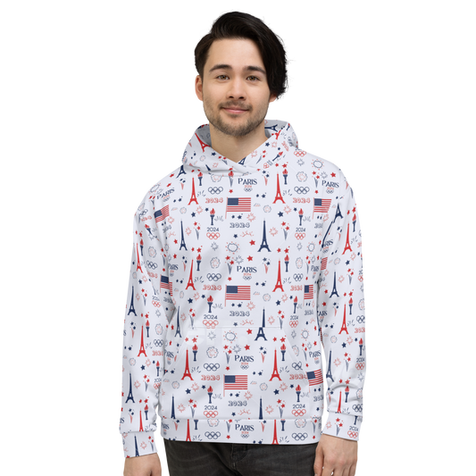 Olympics 2024: All-Over Print Recycled Unisex Hoodie