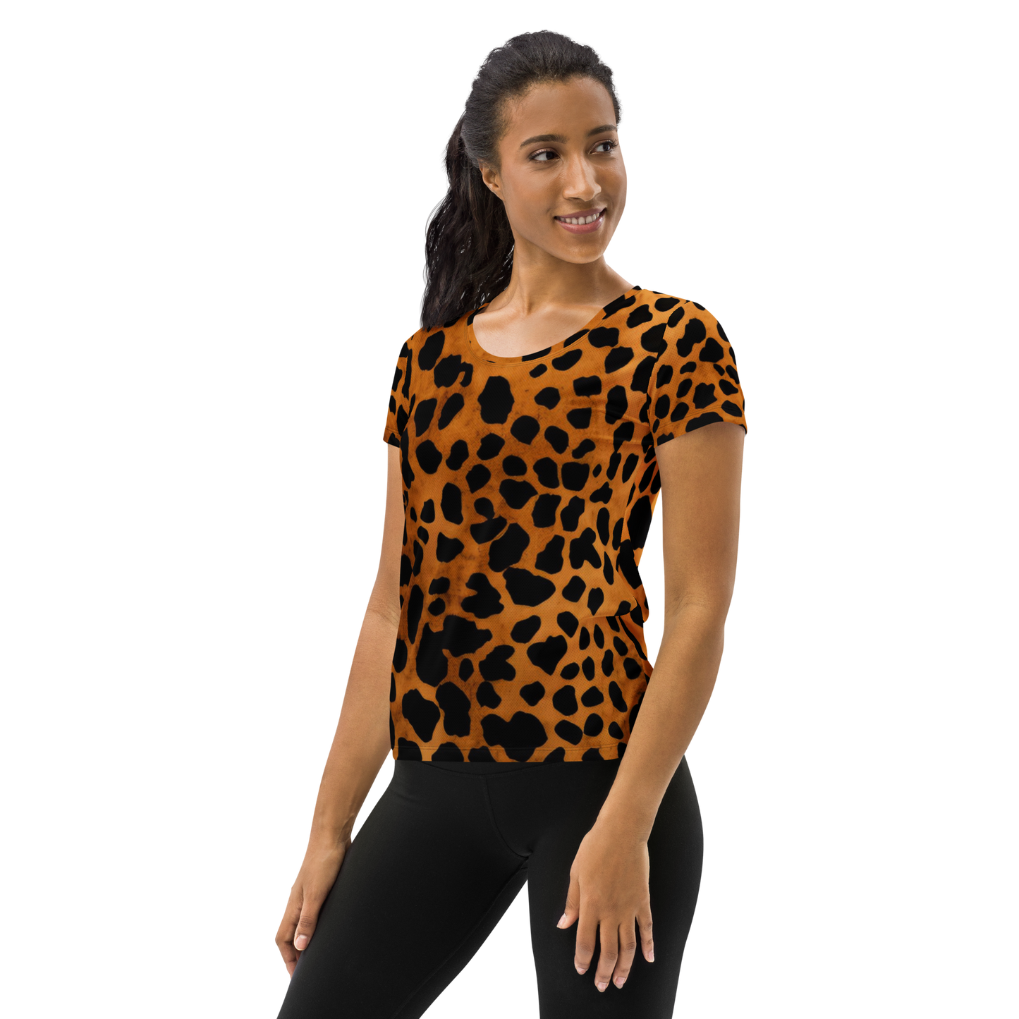 Leopard Pattern: All-Over Print Women's Athletic T-Shirt