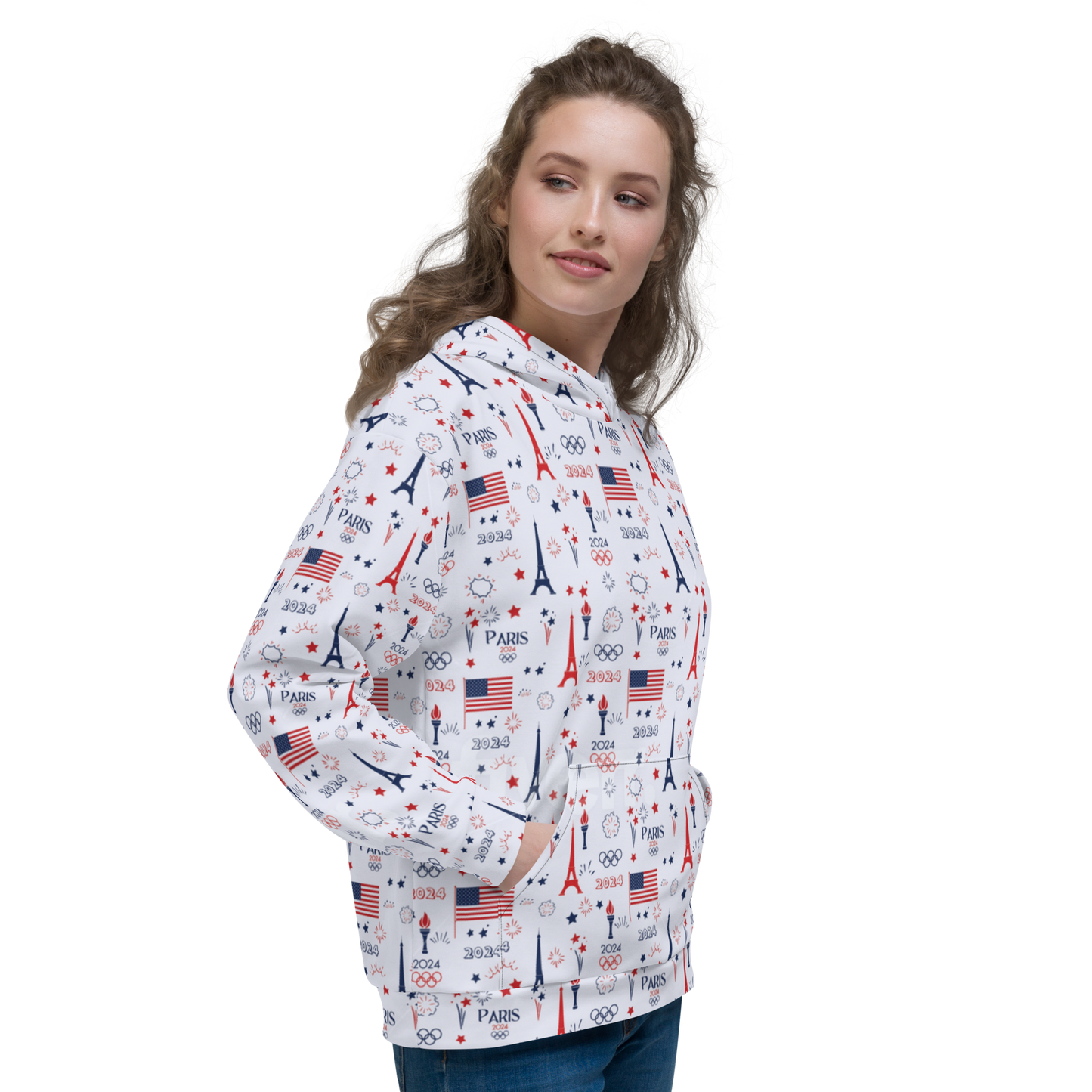 Olympics 2024: All-Over Print Recycled Unisex Hoodie