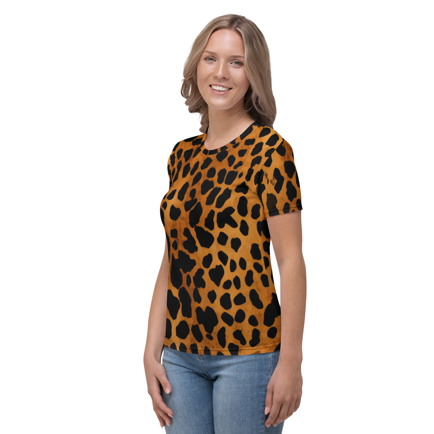 Leopard Pattern: All-Over Print Women's Crew Neck T-Shirt