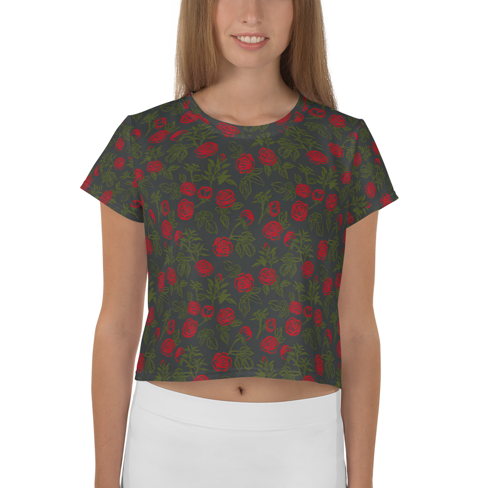 Smell the Roses: All-Over Print Crop Tee