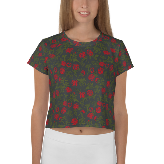 Smell the Roses: All-Over Print Crop Tee
