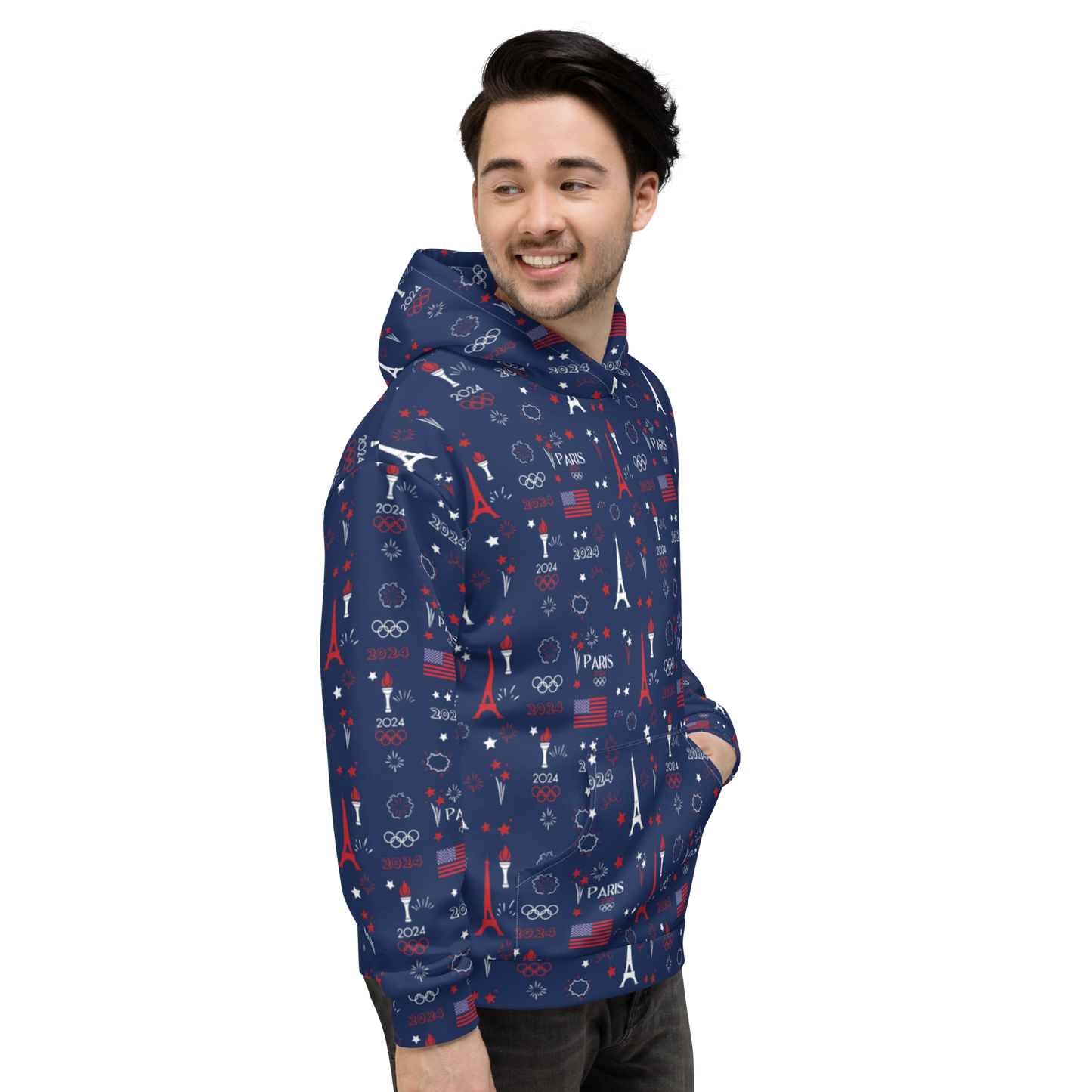 Olympics 2024: All-Over Print Recycled Unisex Hoodie