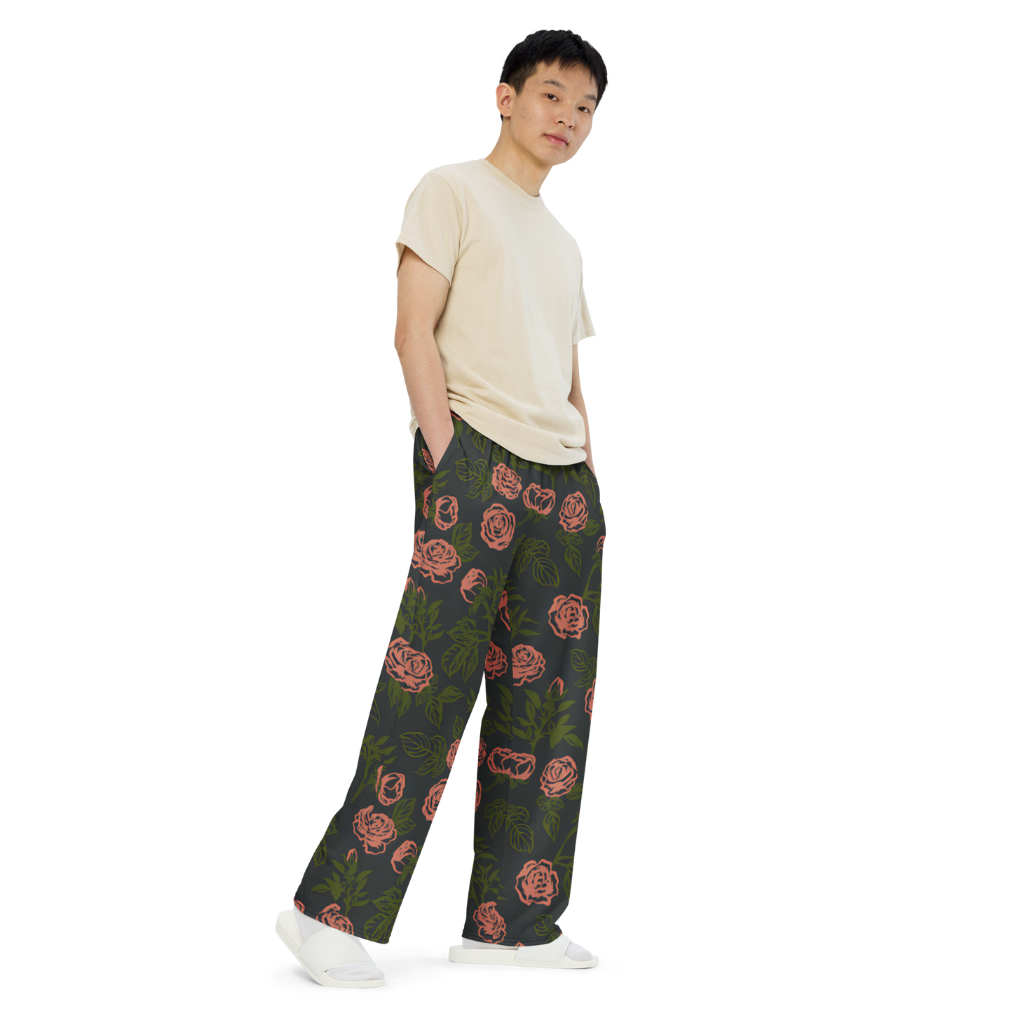 Smell the Roses: All-Over Print Unisex Wide-Leg Pants