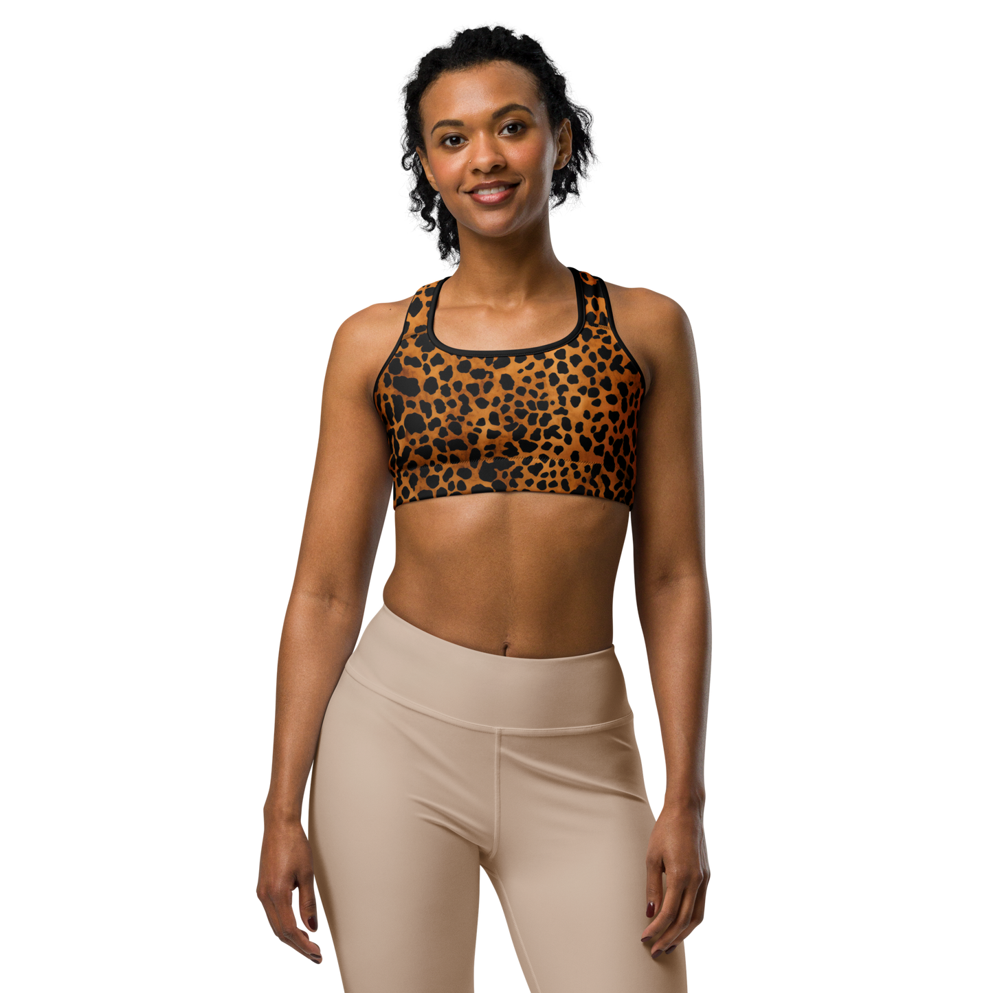 Leopard Pattern: All-Over Print Sports Bra