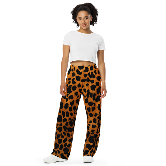 Leopard Pattern: All-Over Print Unisex Wide-Leg Pants