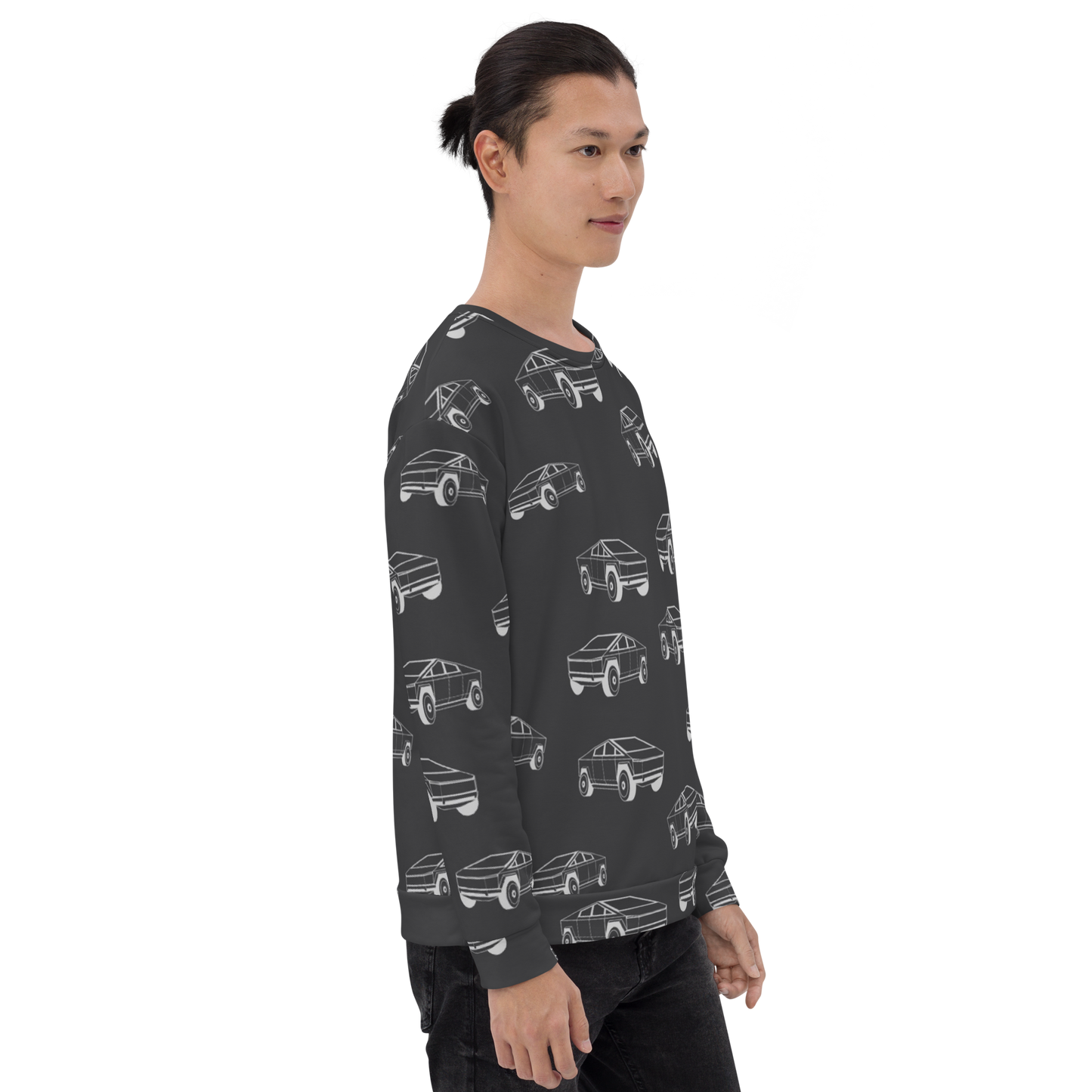 Tesla EV: All-Over Print Recycled Unisex Sweatshirt