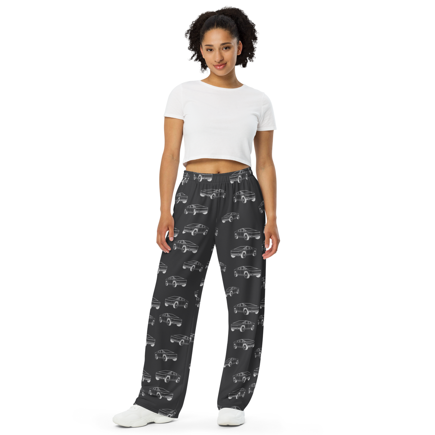 Tesla EV: All-Over Print Unisex Wide-Leg Pants