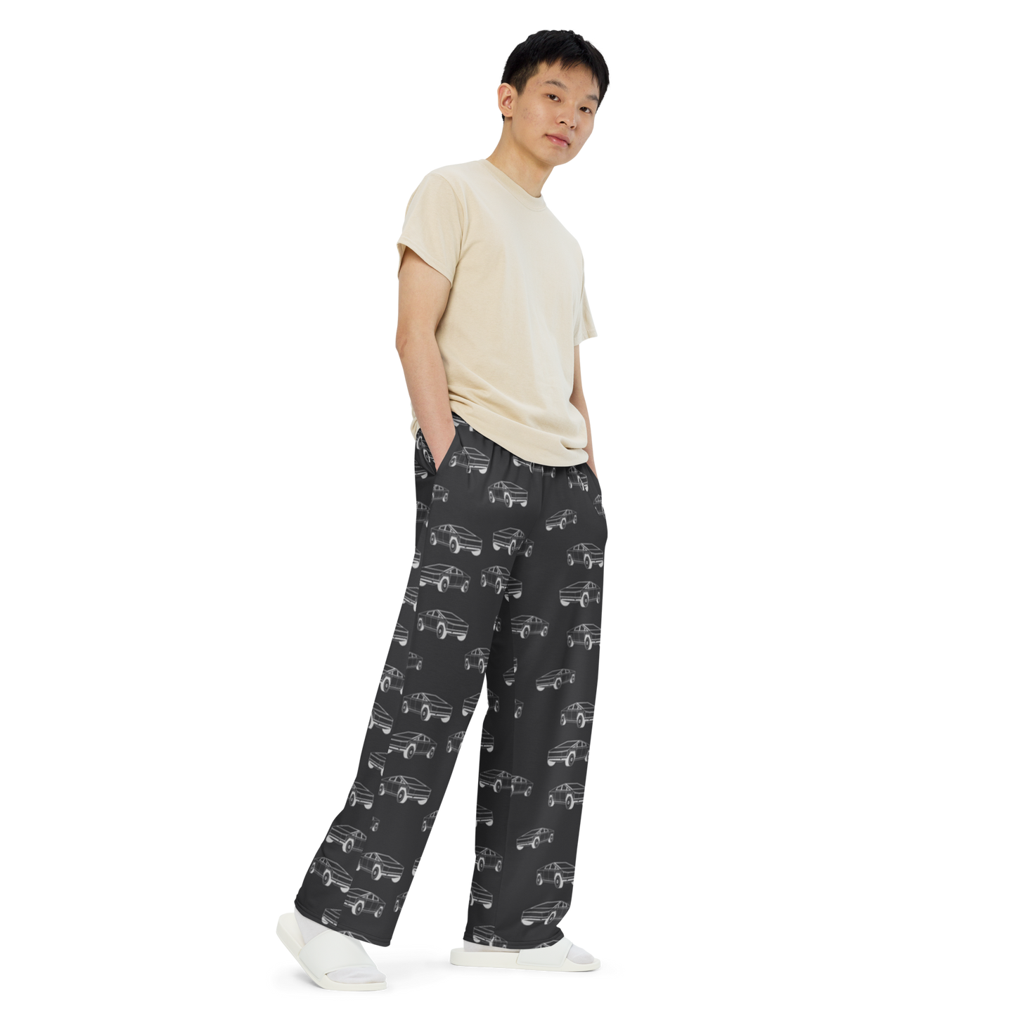 Tesla EV: All-Over Print Unisex Wide-Leg Pants