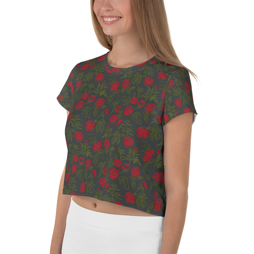 Smell the Roses: All-Over Print Crop Tee