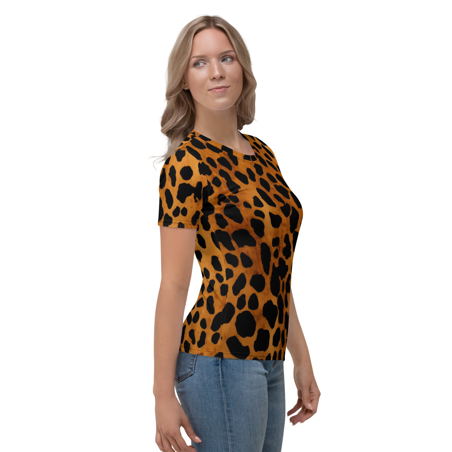 Leopard Pattern: All-Over Print Women's Crew Neck T-Shirt