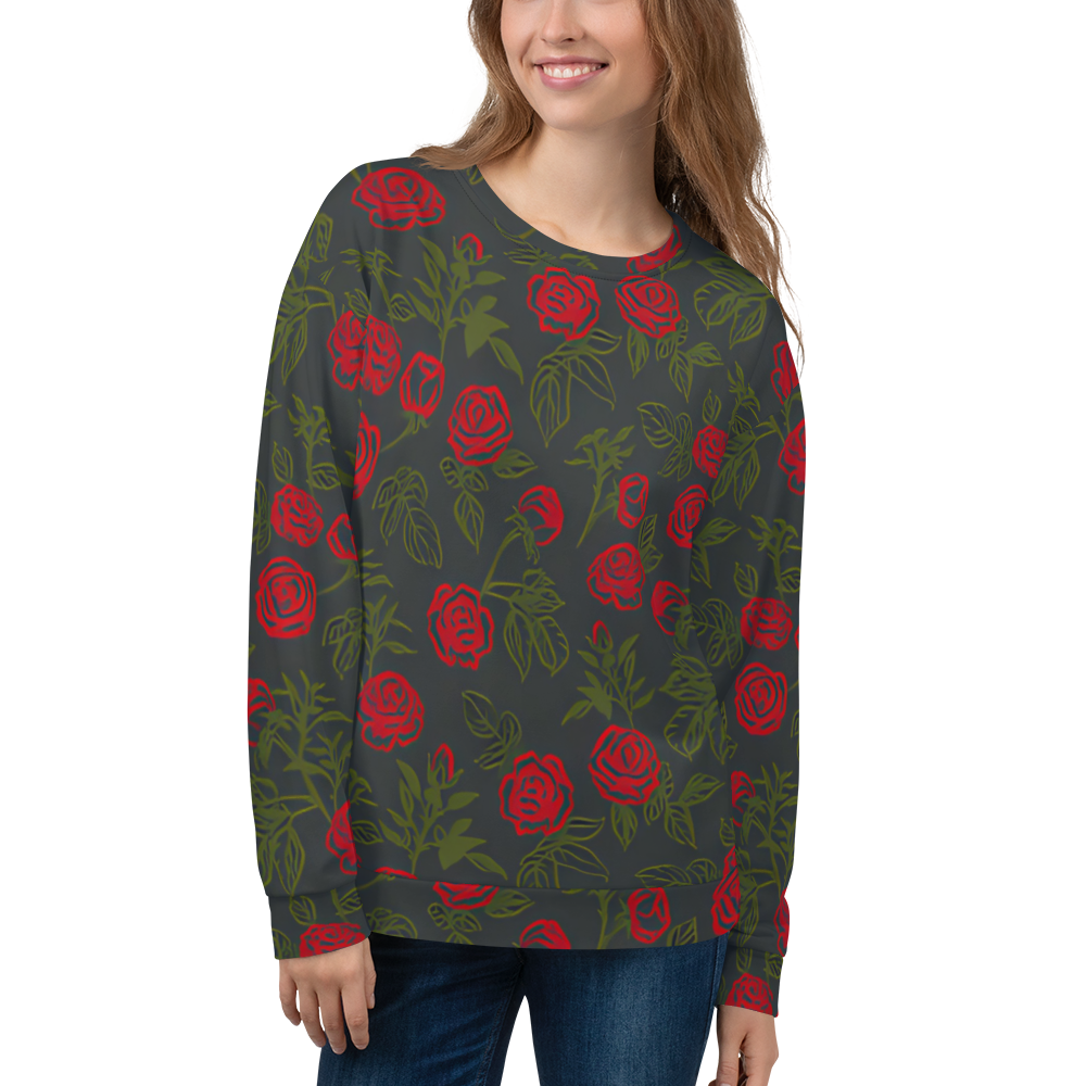 Smell the Roses: All-Over Print Recycled Unisex Sweatshirt