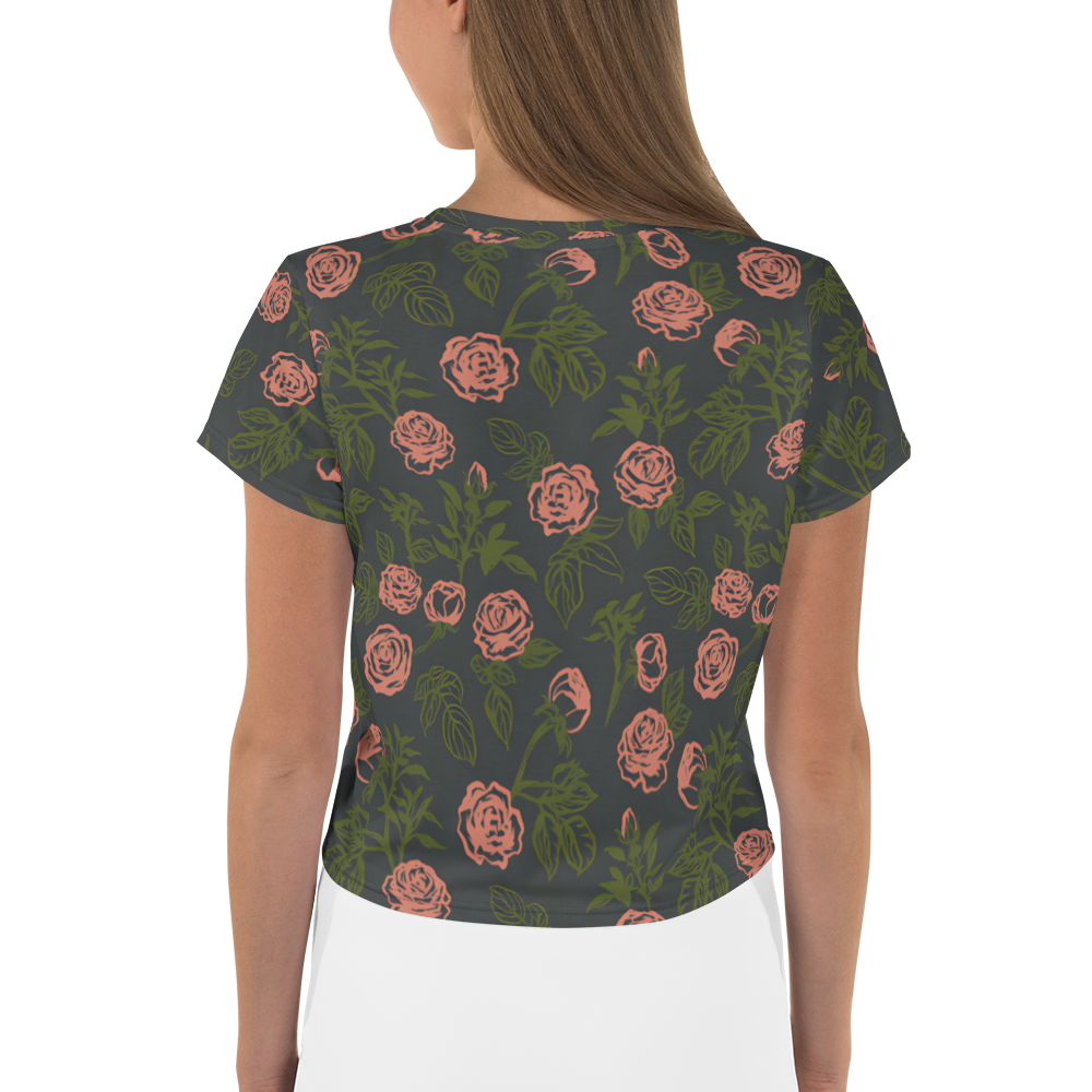 Smell the Roses: All-Over Print Crop Tee