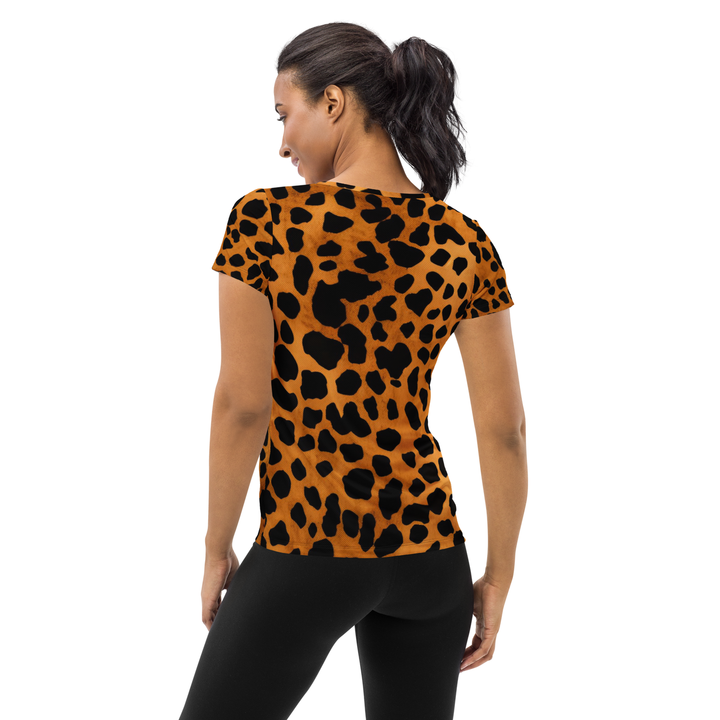 Leopard Pattern: All-Over Print Women's Athletic T-Shirt