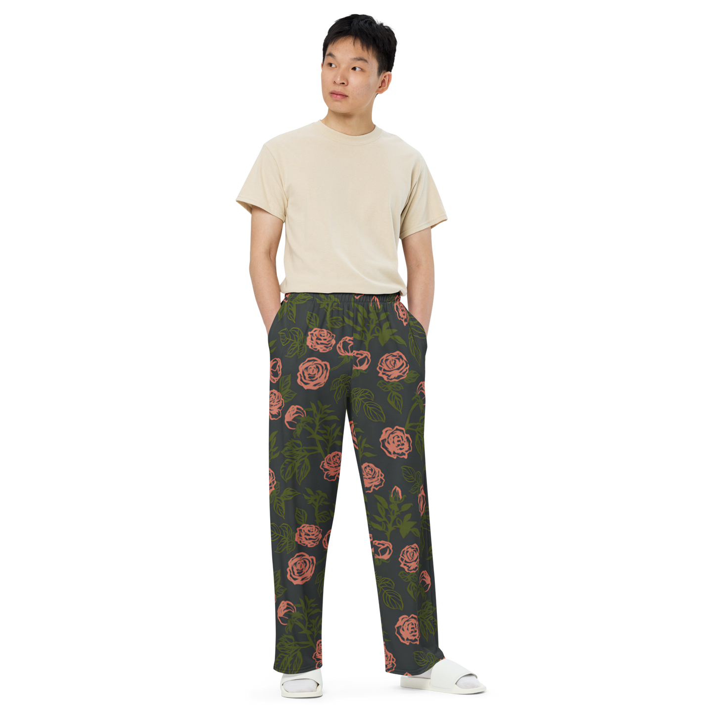 Smell the Roses: All-Over Print Unisex Wide-Leg Pants