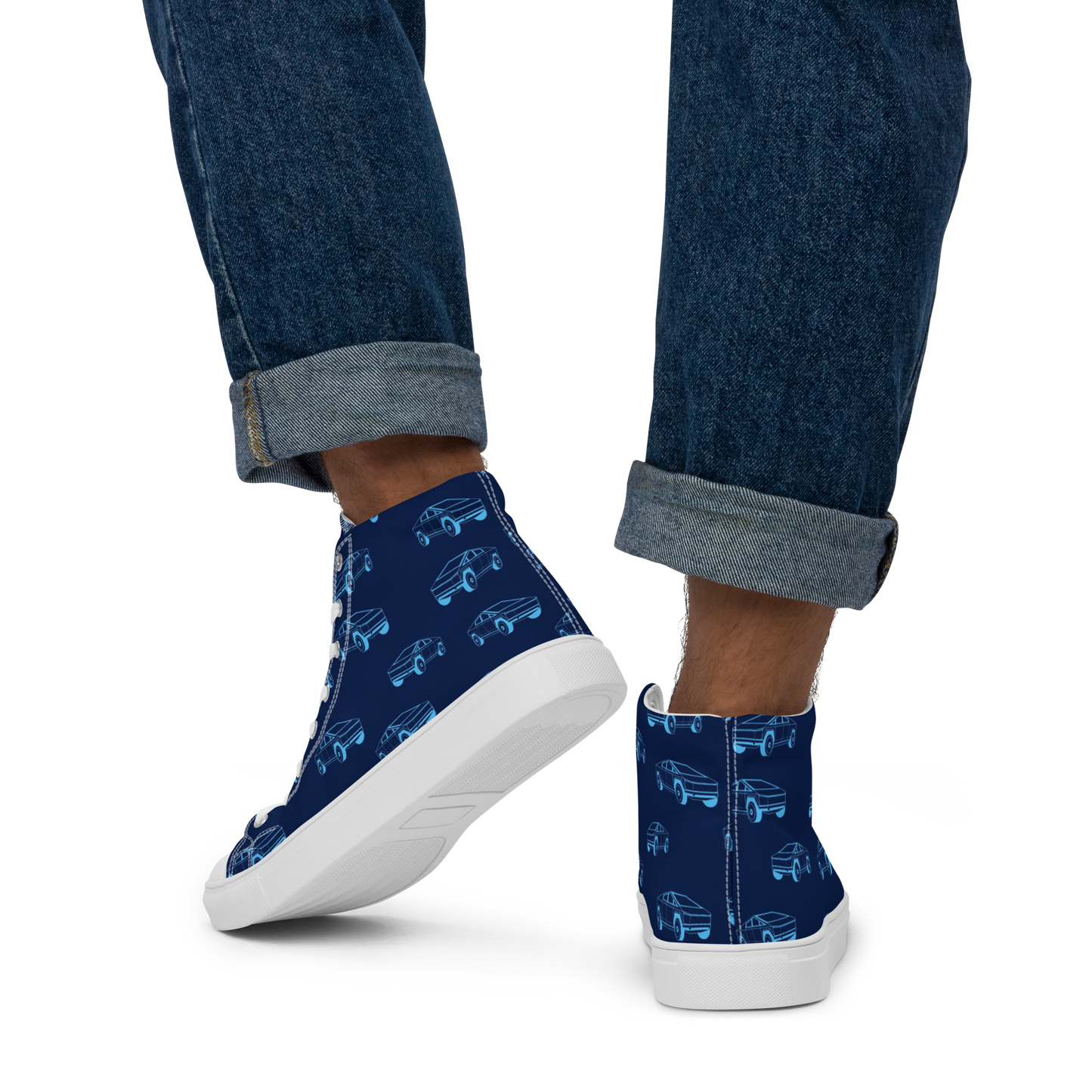 Tesla EV: Men's High Top Canvas Shoes