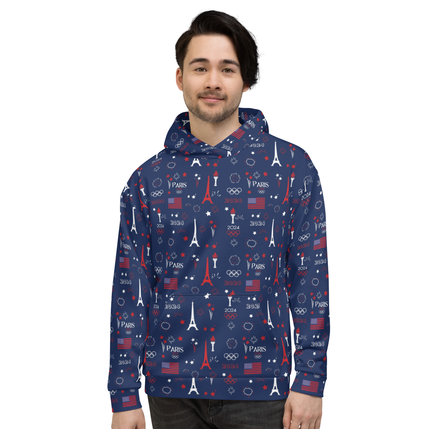 Olympics 2024: All-Over Print Recycled Unisex Hoodie