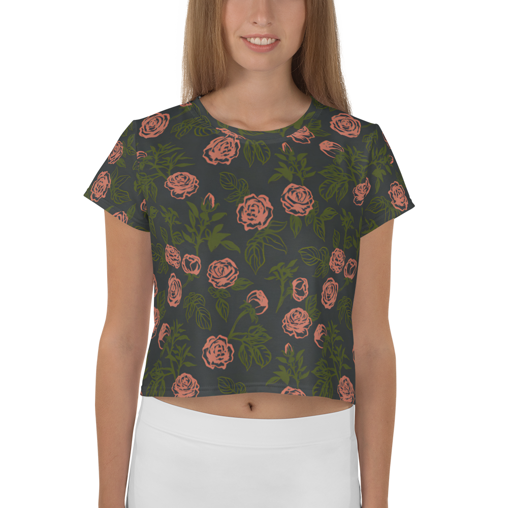 Smell the Roses: All-Over Print Crop Tee