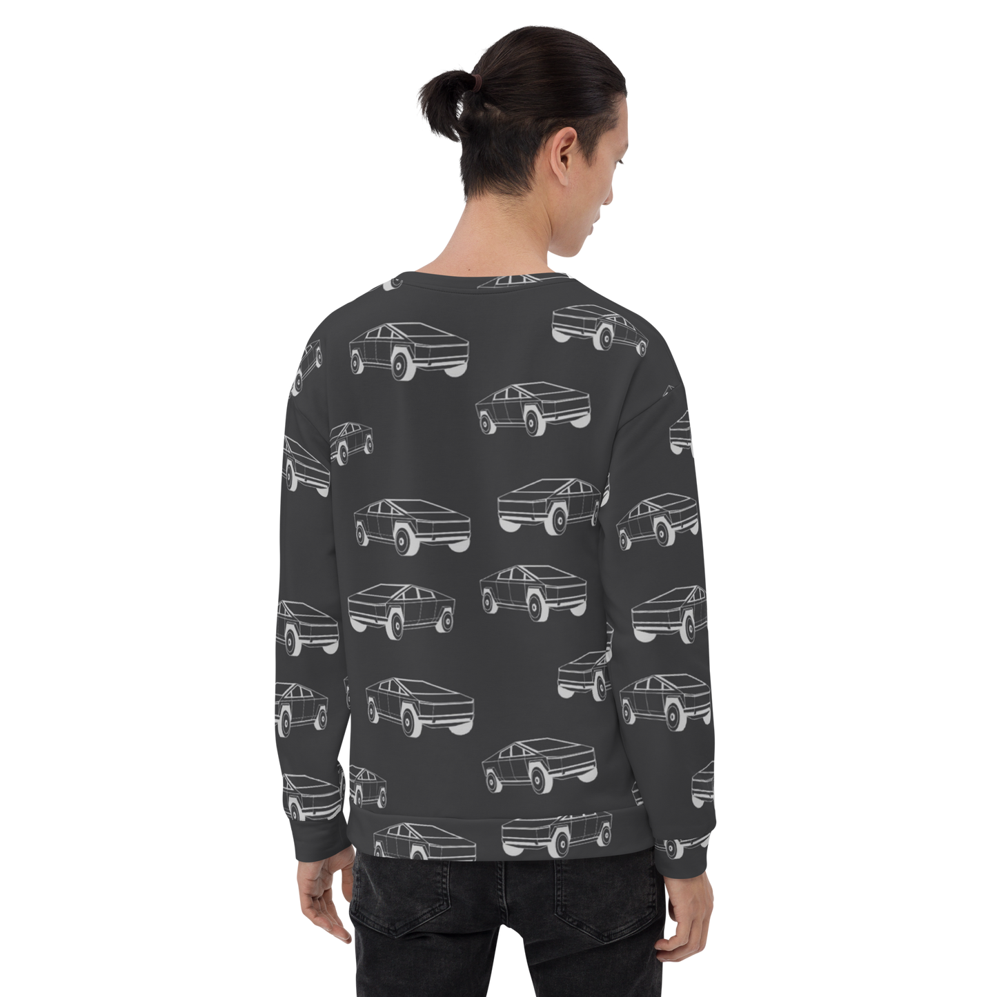 Tesla EV: All-Over Print Recycled Unisex Sweatshirt