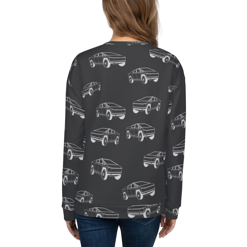 Tesla EV: All-Over Print Recycled Unisex Sweatshirt