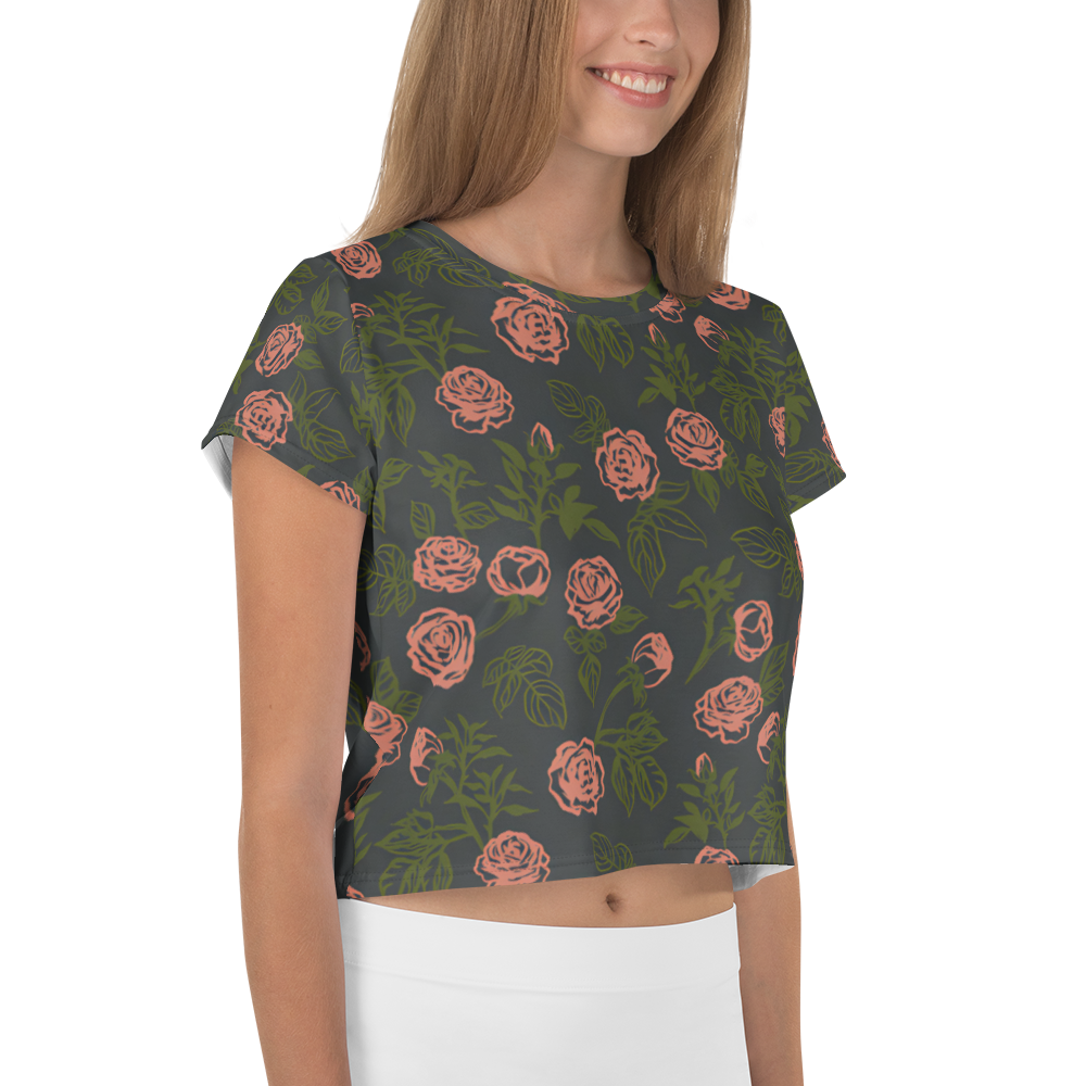 Smell the Roses: All-Over Print Crop Tee