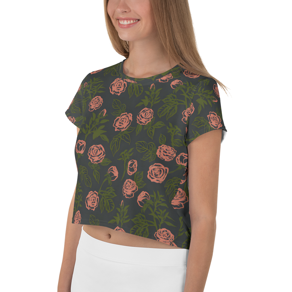 Smell the Roses: All-Over Print Crop Tee