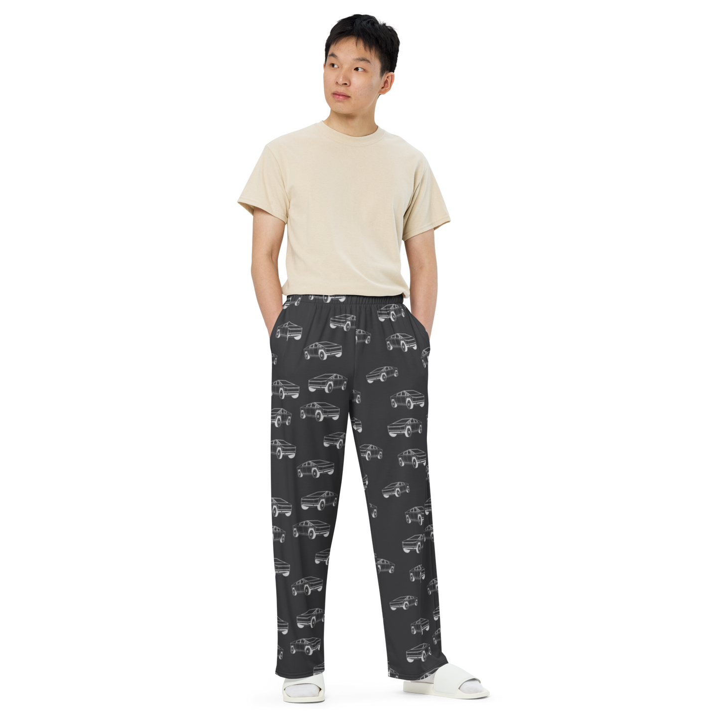 Tesla EV: All-Over Print Unisex Wide-Leg Pants