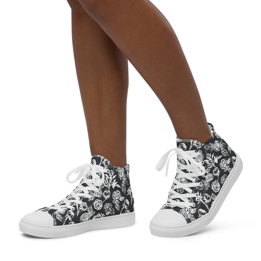 Smell the Roses: Women's High Top Canvas Shoes