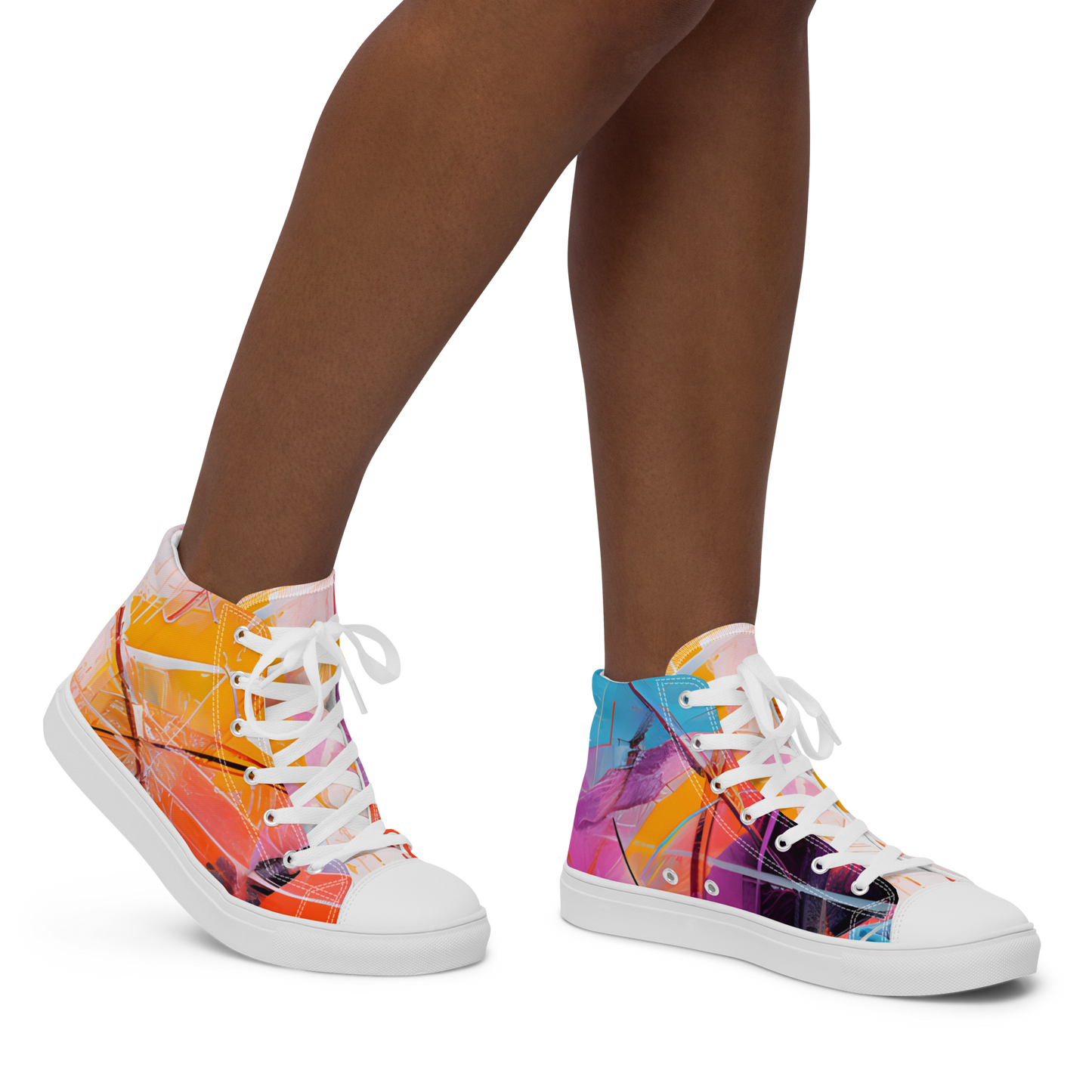 Color Burst: Women's High Top Canvas Shoes