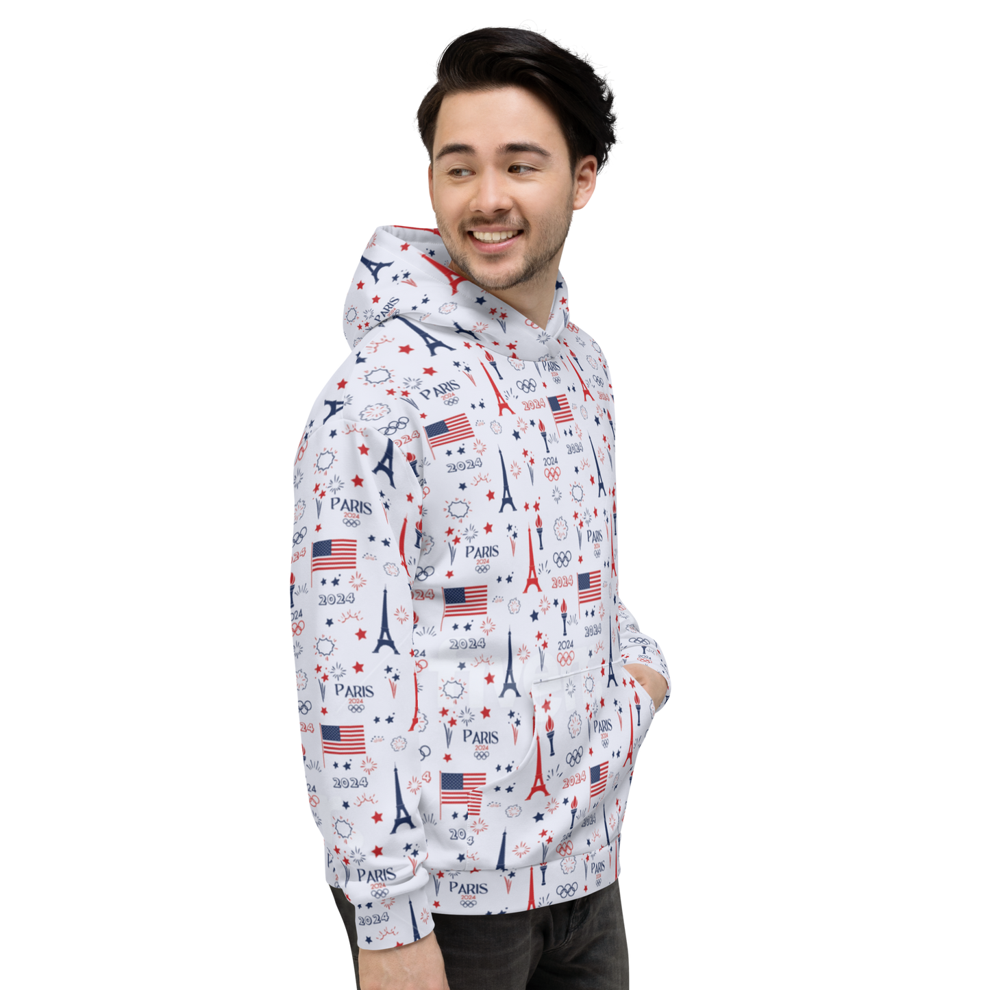 Olympics 2024: All-Over Print Recycled Unisex Hoodie