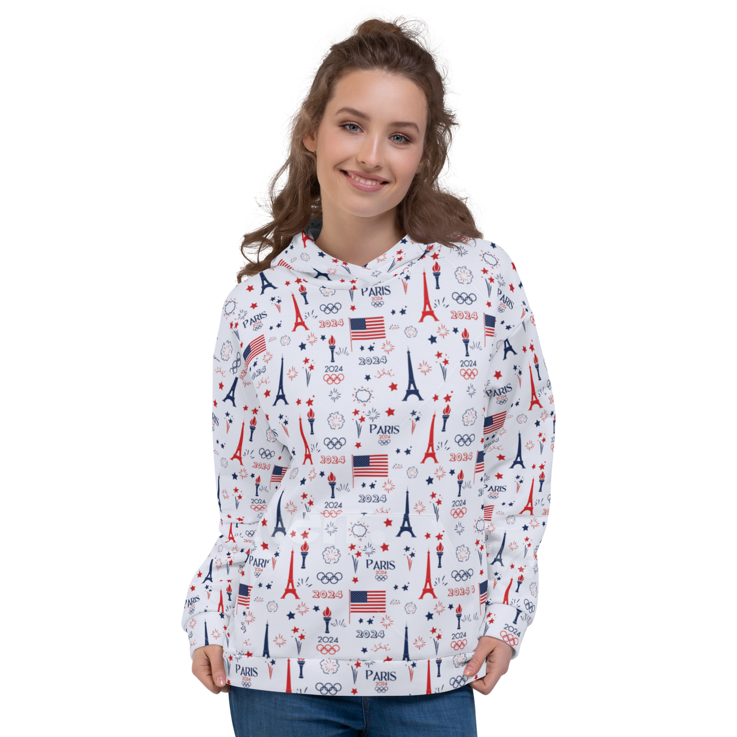 Olympics 2024: All-Over Print Recycled Unisex Hoodie