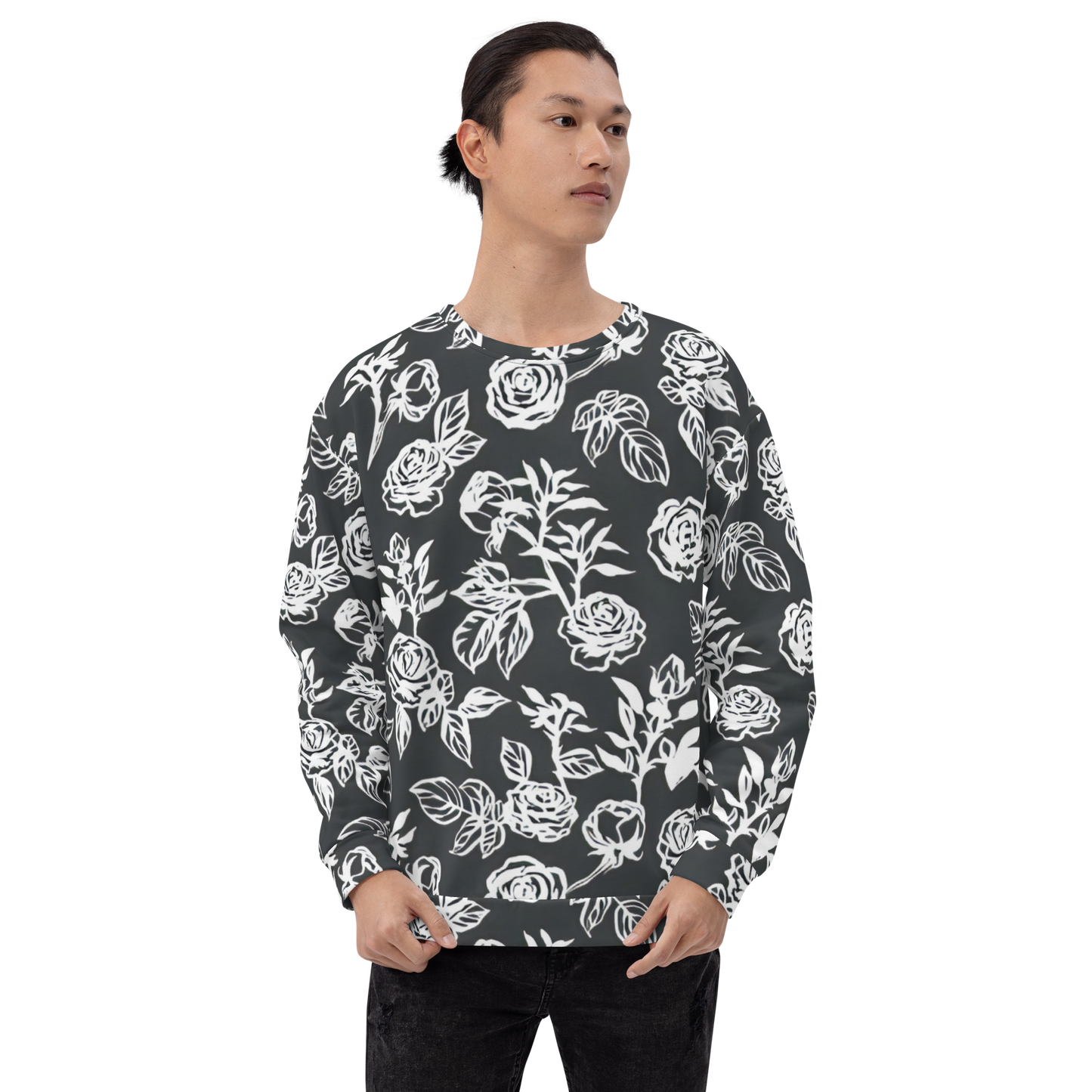 Smell the Roses: All-Over Print Recycled Unisex Sweatshirt