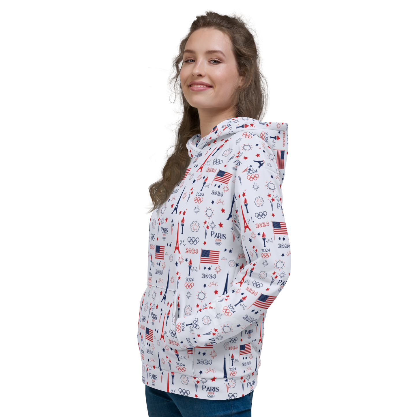 Olympics 2024: All-Over Print Recycled Unisex Hoodie