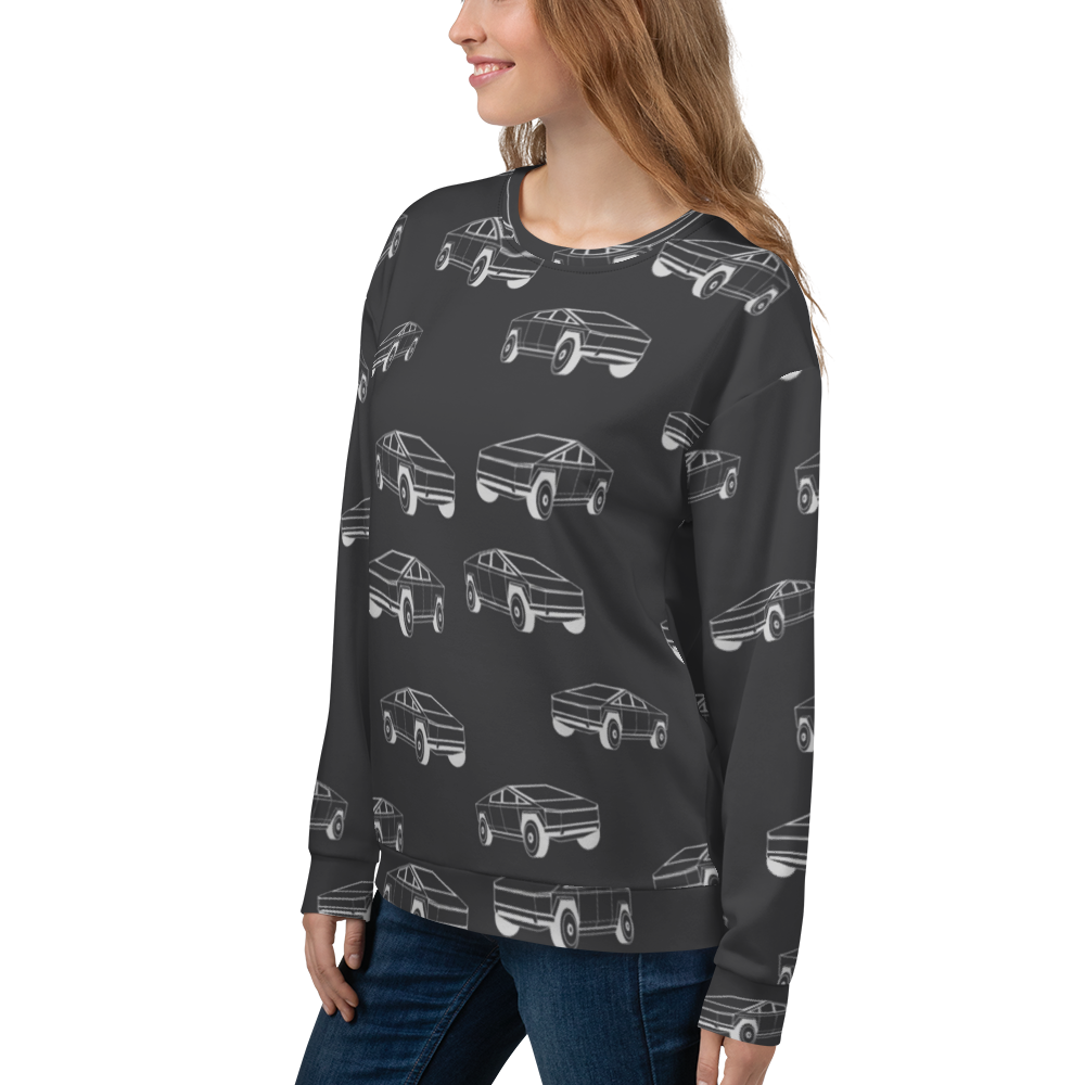 Tesla EV: All-Over Print Recycled Unisex Sweatshirt