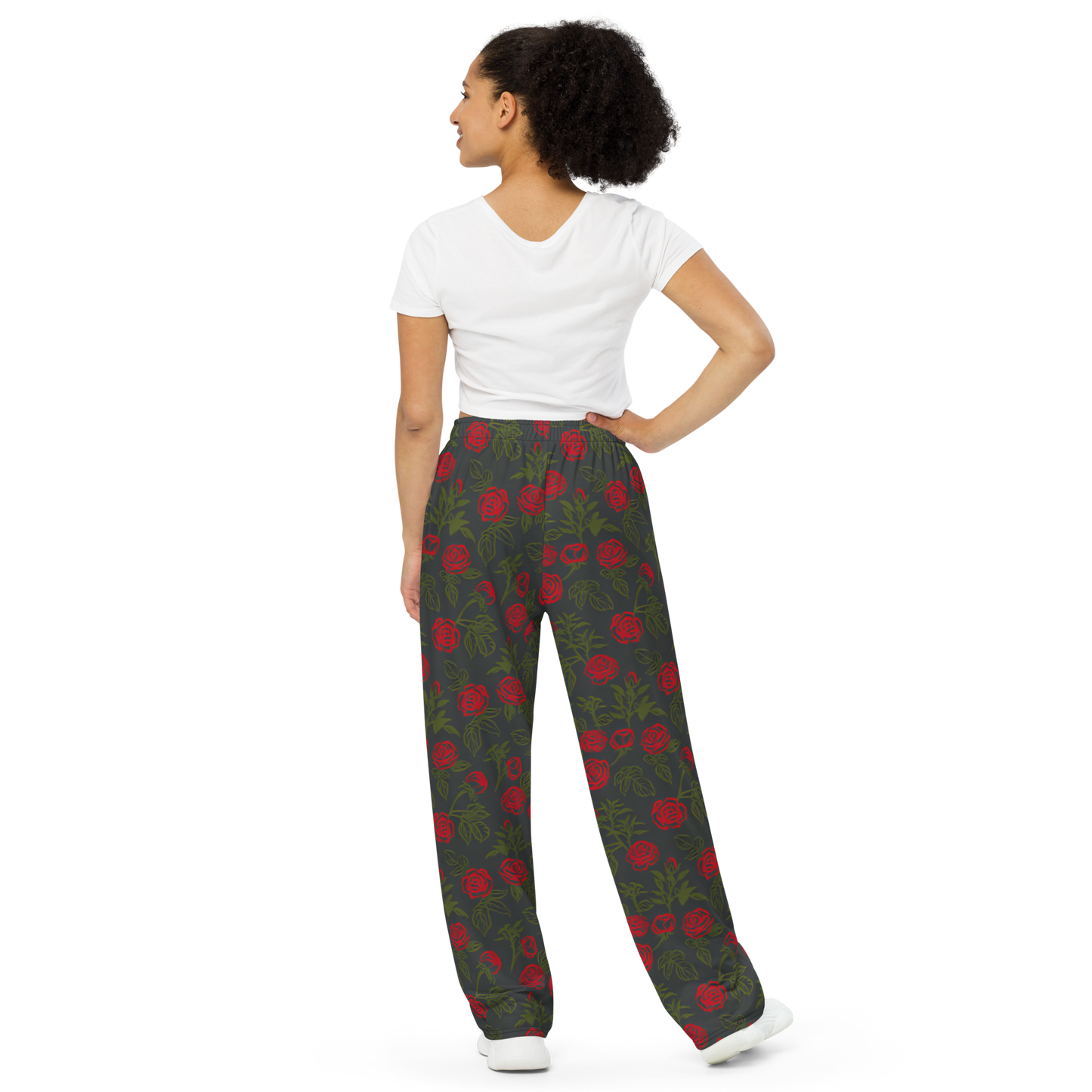 Smell the Roses: All-Over Print Unisex Wide-Leg Pants