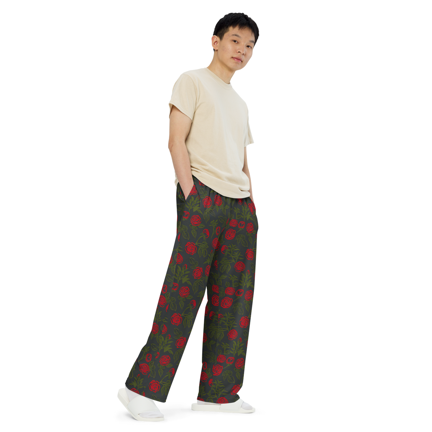 Smell the Roses: All-Over Print Unisex Wide-Leg Pants