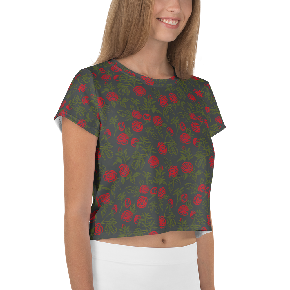 Smell the Roses: All-Over Print Crop Tee