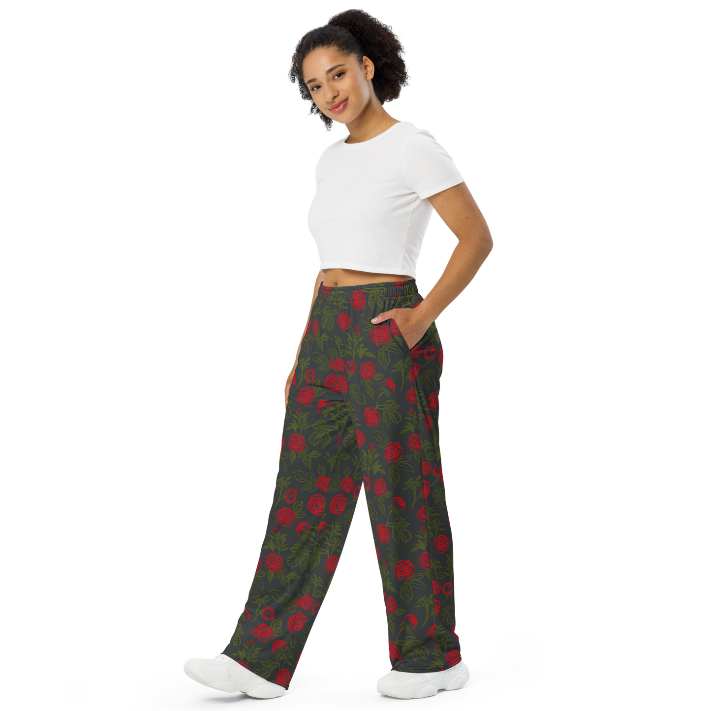 Smell the Roses: All-Over Print Unisex Wide-Leg Pants