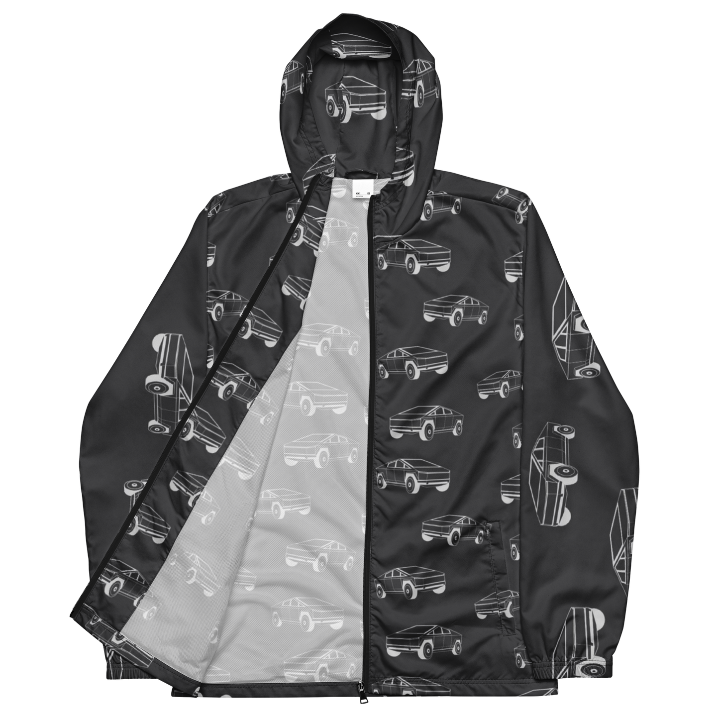 Tesla EV: All-Over Print Men's Windbreaker