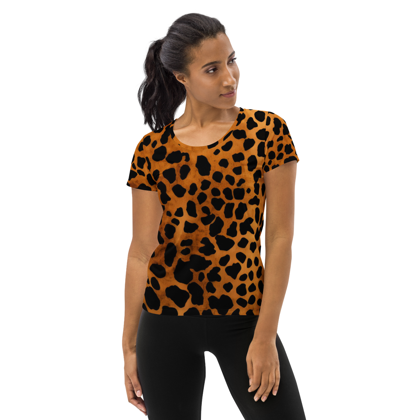 Leopard Pattern: All-Over Print Women's Athletic T-Shirt