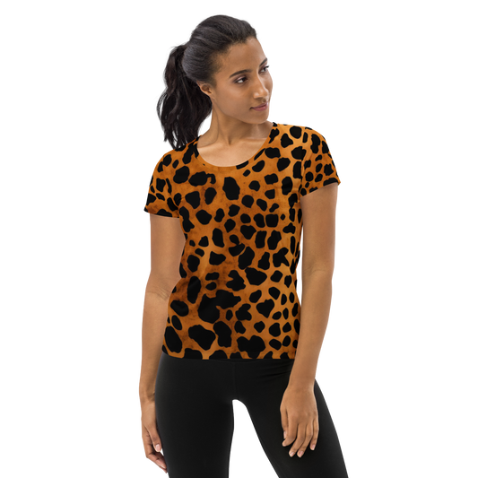 Leopard Pattern: All-Over Print Women's Athletic T-Shirt
